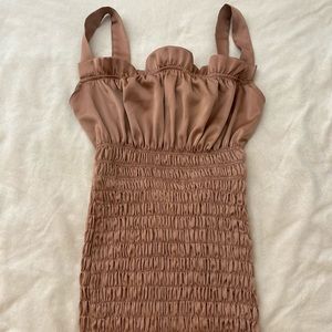 FASHION NOVA SHIRRED MIDI DRESS